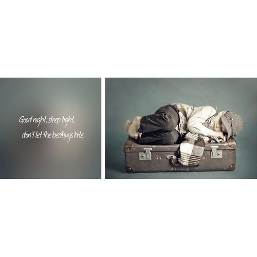 queence Leinwandbild »Good night«, Kind-Koffer-Kunst-Modern-Spa-Spa Bilder-Sprüche-Sprüche & Texte-Schriftzug-Schriftzüge, (Set), Premium-Leinwandstoff, Handarbeit aus Deutschland, Spruch, 2er Set