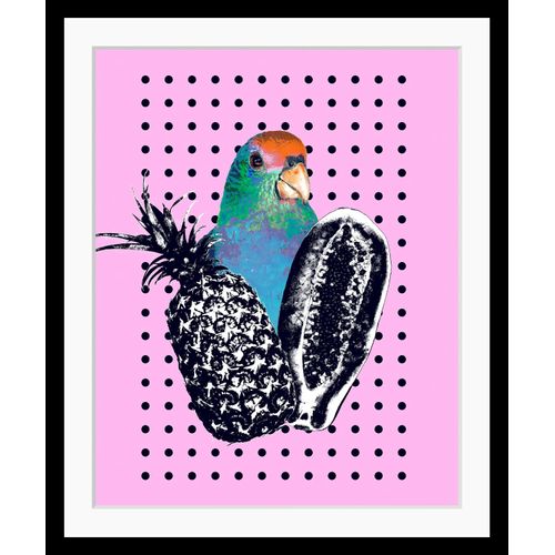 queence Bild »Luana«, Ananas-Vögel-Vogelbilder-Süssigkeiten-Süssspeisen-Foto-Kunst-Papageien, HD Premium Poster-Druck inkl. Holzrahmen
