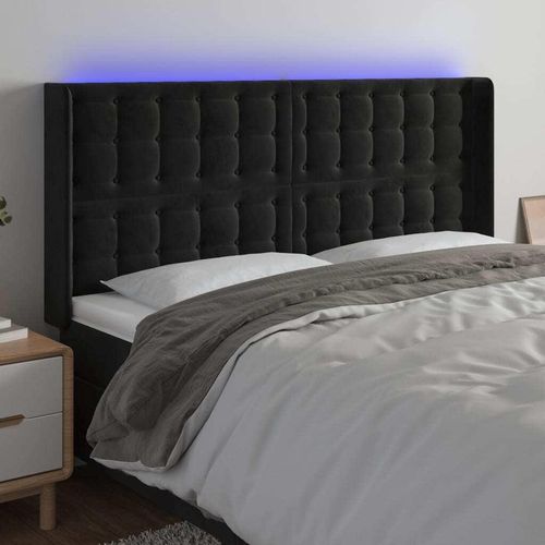 LED Kopfteil Schwarz 163x16x118/128 cm Samt
