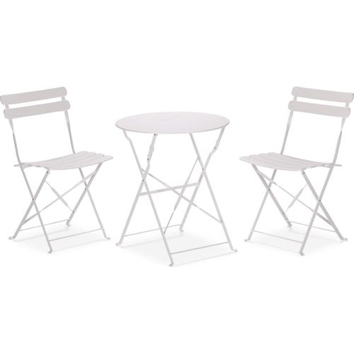 Runder Tisch mit Stühlen Rebecca Mobili Berenj 71x60x60 Stahl Weiß Modern SET 3 stk