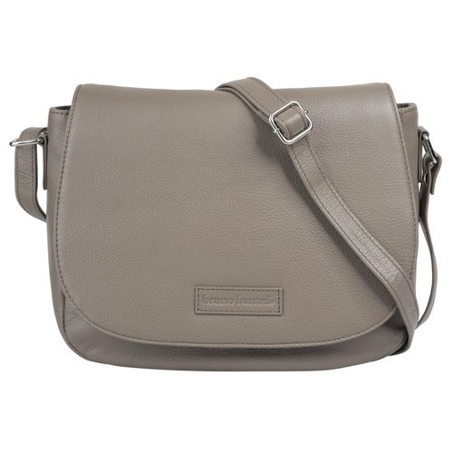 Umhängetasche BRUNO BANANI, Damen, Gr. B/H/T: 28cm x 22cm x 9cm onesize, grau, Leder, unifarben, leicht glänzend, Taschen, echt Leder