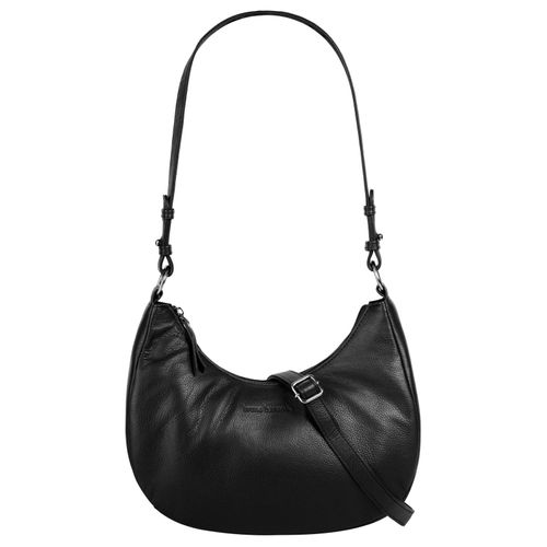 Umhängetasche BRUNO BANANI, Damen, Gr. B/H/T: 28cm x 24cm x 9cm onesize, schwarz, Leder, unifarben, leicht glänzend, Taschen, echt Leder