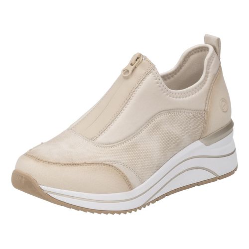 Slip-On Sneaker REMONTE, Damen, Gr. 38, beige (hellbeige), Lederimitat, Textil, sportlich, Schuhe Sneaker, Freizeitschuh, Halbschuh, Slipper in veganer Verarbeitung