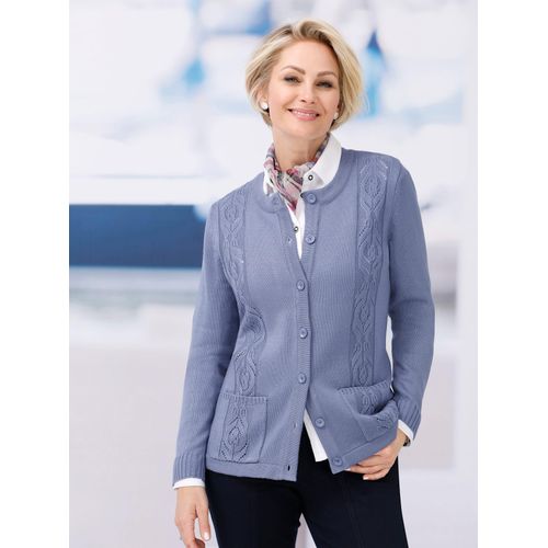 Strickjacke CLASSIC BASICS, Damen, Gr. 48, blau (taubenblau), 100% Polyacryl, unifarben, Langarm, Strickjacken