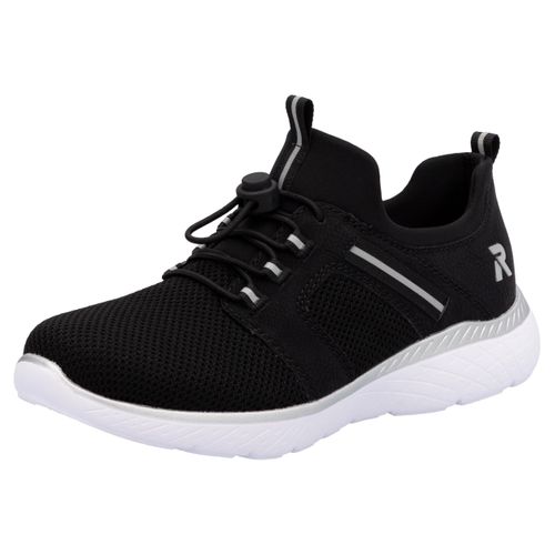 Slip-On Sneaker RIEKER SPORT, Damen, Gr. 37, schwarz, Textil, Lederimitat, unifarben, sportlich, Schuhe Sneaker, Schlupfschuh, Halbschuh, Freizeitsneaker mit Anziehlaschen