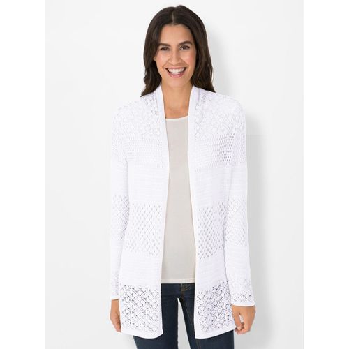 Strickjacke INSPIRATIONEN, Damen, Gr. 40, weiß, 60% Baumwolle, 40% Viskose, unifarben, Langarm, Strickjacken