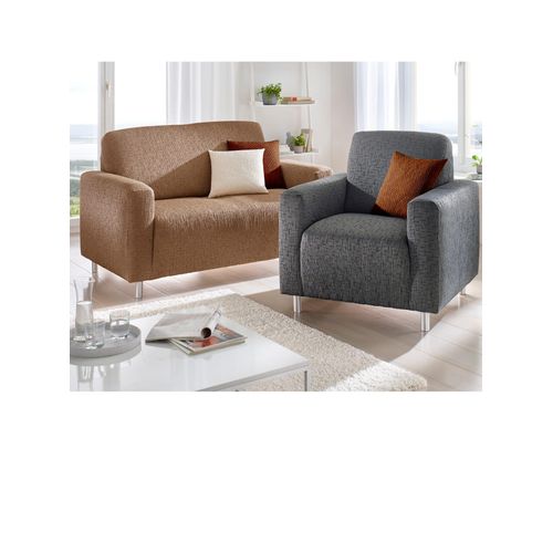 Hussen-Set Gr. 5, grau (taupe), Ecksofa-Husse, Kunstfaser, 50-60, 80-90/380-530cm, Hussen, Sesselhusse Sofahusse Stuhlhusse