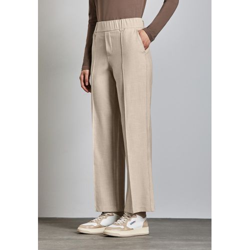 Stoffhose STREET ONE, Damen, Gr. 44, Länge 30, beige (sheer beige meliert), Stoff, 64% Viskose, 31% Polyester, 5% Elasthan, unifarben, casual, comfort fit normal, Hosen, High Waist
