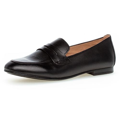 Loafer GABOR, Damen, Gr. 39, schwarz, Nappaleder, elegant, Schuhe, Slipper, Business Schuh mit Zierriegel und Blockabsatz