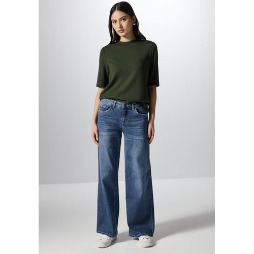 Loose-fit-Jeans STREET ONE STUDIO, Damen, Gr. 36, Länge 30, medium blau tint, Jeans, 98% Baumwolle, 2% Elasthan, unifarben, casual, lang, Jeans, aus Baumwolle mit Stretchanteil