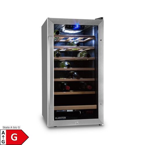 Vinamour 26 Uno Weinkühlschrank 26 Flaschen 88 Liter Edelstahl LED 88 Liter