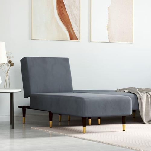 The Living Store Chaiselongue Dunkelgrau Samt