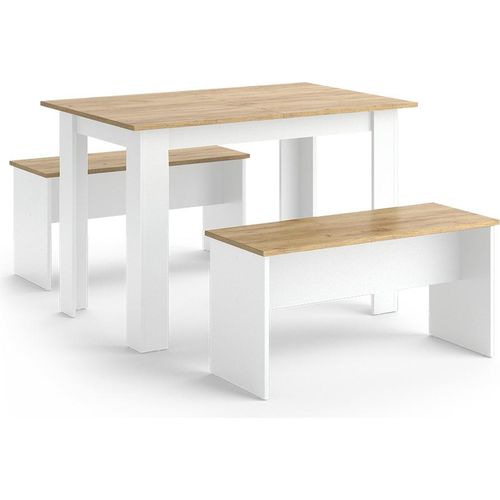 Vicco Eckbankgruppe Sentio, 112 x 73.6 cm mit 2 Bänken, Weiß/Goldkraft Eiche