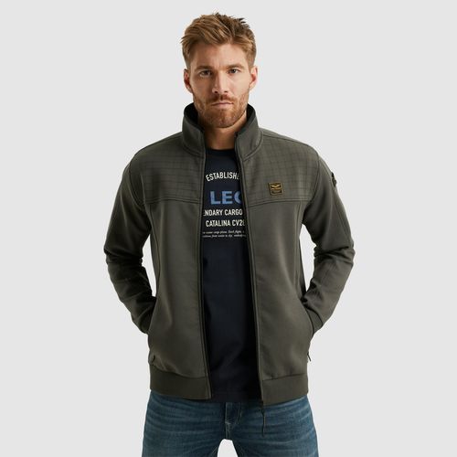 Sweatjacke PME LEGEND, Herren, Gr. XXL, grau (beluga), Sweatware, Obermaterial: 80% Baumwolle, 15% Polyester, 5% Elasthan, casual, regular fit, Langarm Rippbündchen, Sweatjacken, mit Reißverschluss