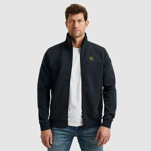 Sweatjacke PME LEGEND, Herren, Gr. L, blau (salute), Sweatware, Obermaterial: 80% Baumwolle, 15% Polyester, 5% Elasthan, casual, regular fit, Langarm Rippbündchen, Sweatjacken, mit Reißverschluss