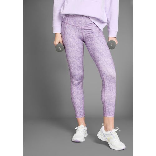 7/8-Leggings FAYN SPORTS, Damen, Gr. 34, N-Gr, flieder bedruckt, Doubleface, Obermaterial: 77% Polyester, 23% Elasthan, sportlich, eng 7/8-Länge, Hosen