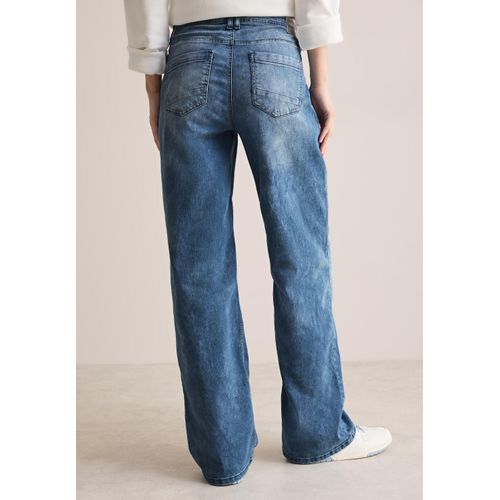 Loose-fit-Jeans CECIL, Damen, Gr. 31, Länge 28, blau (fresh blau random wash), Jeans, 75% Baumwolle, 23% Polyester, 2% Elasthan, unifarben, casual, lang, Jeans, im Loose Fit