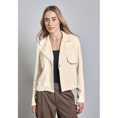 Trenchcoat STREET ONE, Damen, Gr. 42, beige (soft beige), Stoff, Obermaterial: 95% Polyester, 5% Elasthan; Futter: 100% Polyester, unifarben, casual, gerade normal, V-Ausschnitt, Langarm Bündchen, Mäntel, mit Reverskragen