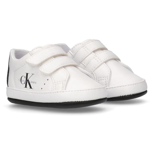 Sneaker CALVIN KLEIN JEANS, Kinder, Gr. 18, schwarz-weiß (weiß, schwarz), Polyester, Synthetik, sportlich, Schuhe, Babyschuh, Krabbelschuh, Klettschuh, Sneaker für Laufanfänger