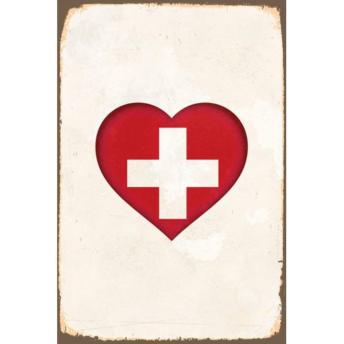 queence Metallbild »Heart for Switzerland«, Herzen-Schweiz-Vintage, Stahlschild, Blechschild, Schweiz