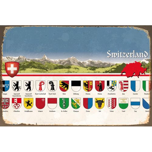 queence Metallbild »Kanton«, Schweiz-Berge & Alpenbilder, Schweiz, Stahlschild, Blechschild