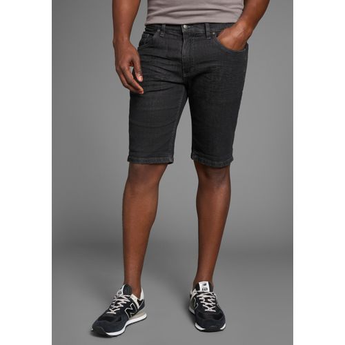 Jeansshorts ARIZONA, Herren, Gr. 32, grau (schwarz, grau, washed), Denim/Jeans, Obermaterial: 98% Baumwolle, 2% Elasthan, kontrastfarbene Details, Basic, normal knieumspielend, Jeans, gerader Schnitt, knieumspielende Länge, niedrige Leibhöhe