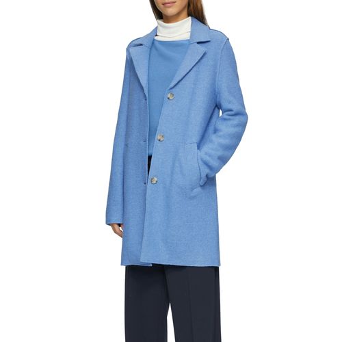 Wollmantel S.OLIVER, Damen, Gr. 38, blau (fresh blau), Obermaterial: 53% Wolle, 47% Viskose. Futter: 100% Polyester, unifarben, casual, regular fit knielang, Langarm, Mäntel, mit Reverskragen