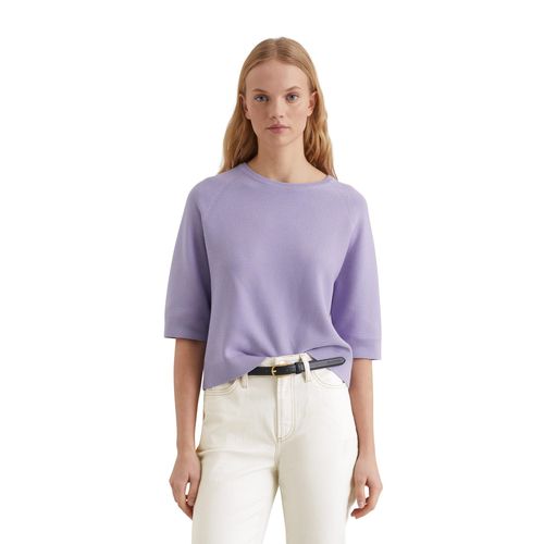 Rundhalspullover MARC O'POLO DENIM, Damen, Gr. XL, lila (wild orchid), Strick, Obermaterial: 100% Baumwolle, casual, Rundhals, Halbarm, Pullover