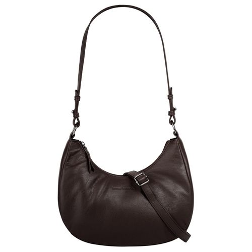 Umhängetasche BRUNO BANANI, Damen, Gr. B/H/T: 28cm x 24cm x 9cm onesize, braun, Leder, unifarben, leicht glänzend, Taschen, echt Leder