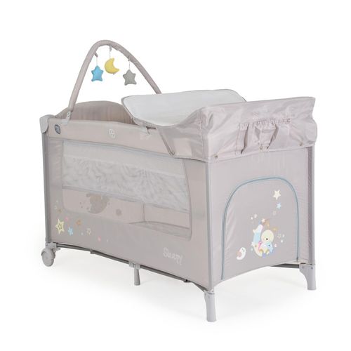 Moni Reisebett Sleepy Rollen, Wickelauflage, Matratze, Spielbogen, Seiteneingang hellgrau