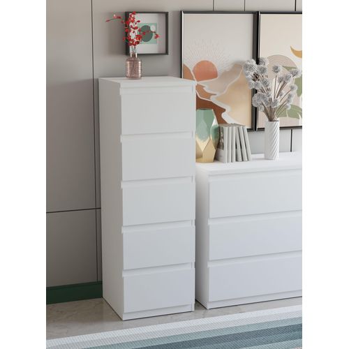 Kommode FORTE "EDMORE", weiß, B:41,8cm H:128cm T:42,2cm, Sideboards, Kommode, Kommode, Höhe ca. 128 cm