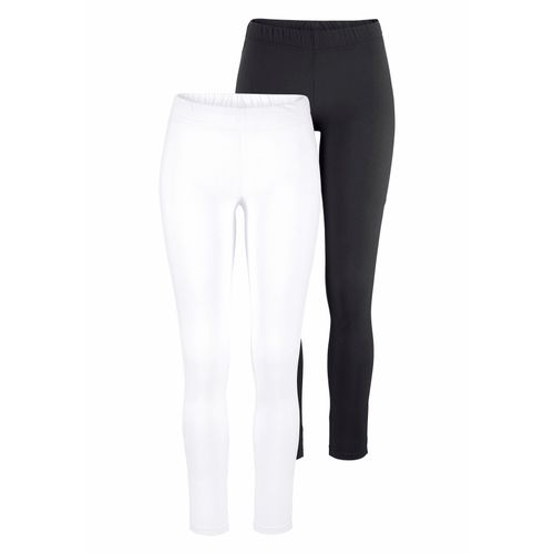 Leggings BOYSEN'S, Damen, Gr. 50 (XL), N-Gr, schwarz-weiß (weiß, schwarz), Jersey, Obermaterial: 95% Baumwolle, 5% Elasthan, unifarben, Basic, sehr figurbetont knöchellang, Hosen, mit Baumwolle NEUE FARBE