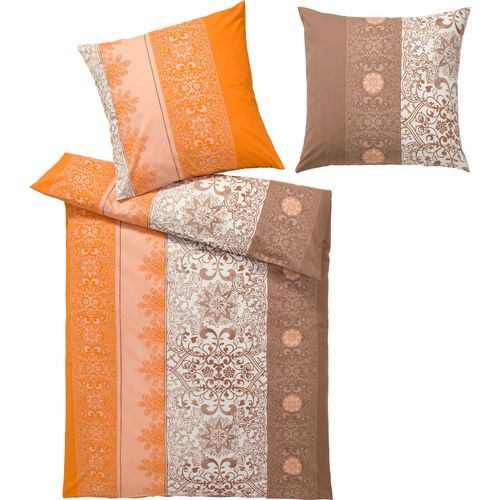 Bettwäsche HEINE HOME Gr. 3, orange (terracotta, braun), B/L: 155cm x 220cm, 2-teilige Garnitur St., 2-teilige Garnitur St., Renforcé, B/L: 80cm x 80cm, Renforcu00e9, 100% Baumwolle, Bettwäsche
