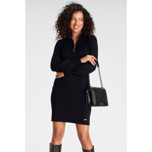 Strickkleid LAURA SCOTT, Damen, Gr. 36, N-Gr, schwarz, Strick, Obermaterial: 70% Viskose, 30% Polyamid, feminin, figurbetont kurz, Langarm Bündchen, Kleider, kurzes Kleid, femininer Look, aus Strickstoff, langärmlig