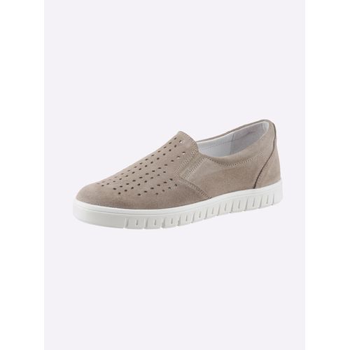 Slipper CASUAL LOOKS, Damen, Gr. 38, beige (sesam), Veloursleder, sportlich, Schuhe