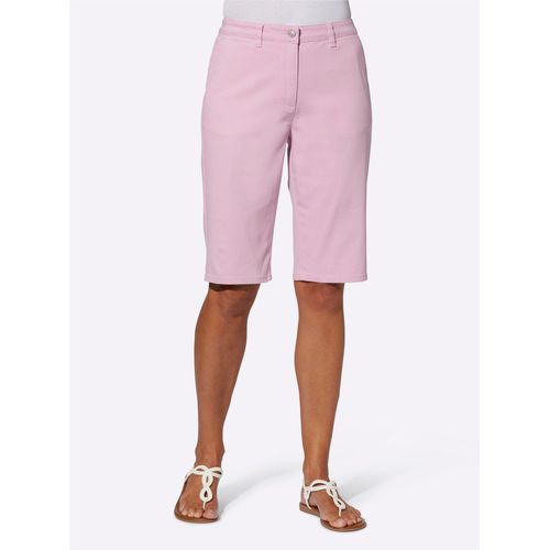 Jeansbermudas CASUAL LOOKS, Damen, Gr. 42, Normalgrößen, rosa (rosé), 98% Baumwolle, 2% Elasthan, unifarben, kurz, Jeans