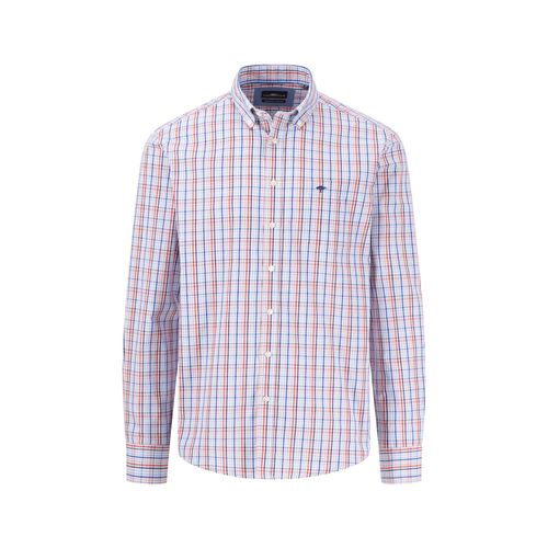 Karohemd FYNCH-HATTON, Herren, Gr. XXXL, N-Gr, rot (poppy rot), Web, Obermaterial: 100% Baumwolle, kariert, casual, regular fit taillenbedeckt, ohne Ausschnitt, Langarm Manschette, Hemden, mit Logo Stickerei