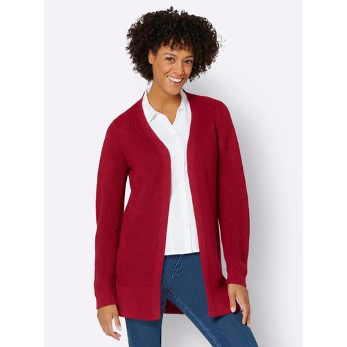 Strickjacke CASUAL LOOKS, Damen, Gr. 44, rot, 50% Baumwolle, 50% Polyacryl, unifarben, Langarm, Strickjacken