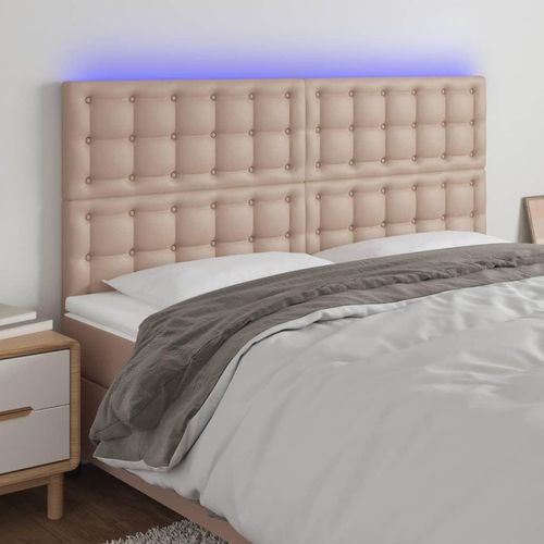 LED Kopfteil Cappuccino-Braun 160x5x118/128cm Kunstleder