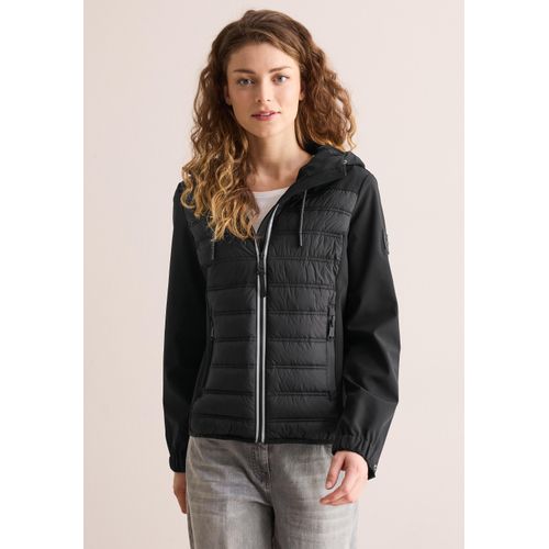 Steppjacke CECIL, Damen, Gr. XXL (46), schwarz, Stoff, Obermaterial: 100% Polyester; Ärmel und Kapuze: 92% Polyester, 8% Elasthan; Futter: 100% Polyester, unifarben, casual, normal normal, ohne Ausschnitt, Langarm Bündchen, Jacken, mit Kapuze