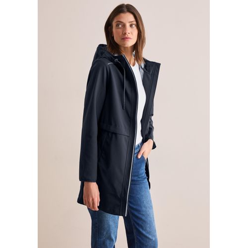 Kurzmantel CECIL, Damen, Gr. S (38), blau (schwarz navy blau), Stoff, Obermaterial: 92% Polyester, 8% Elasthan; Futter: 100% Polyester, unifarben, casual, normal Po-bedeckend, ohne Ausschnitt, Langarm Bündchen, Mäntel, mit reflektierenden Details