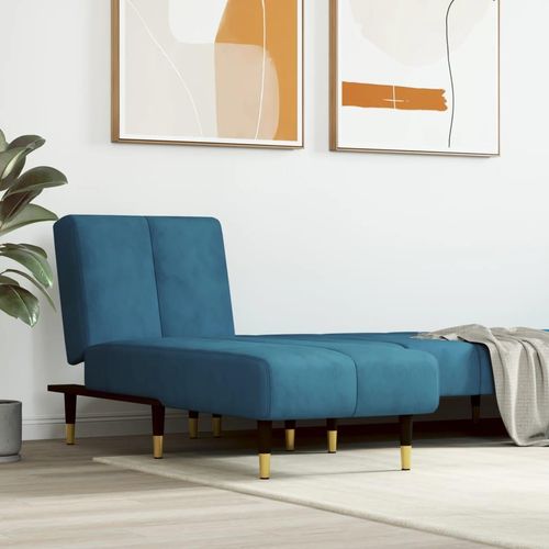 The Living Store Chaiselongue Blau Samt