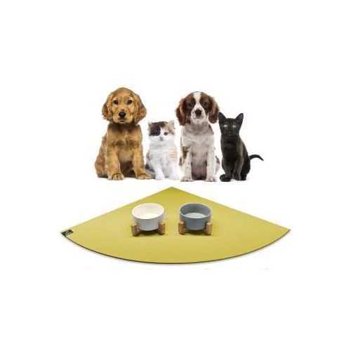 SANOZOO ® - Napfunterlage Eckrund - Öko-Tex und Made in Germany gelbgrün 80 cm, 80 cm