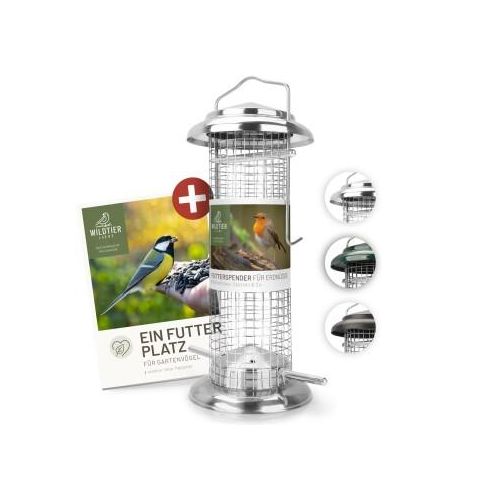 wildtier liebe Futterspender für Erdnüsse 23,5cm, Silber