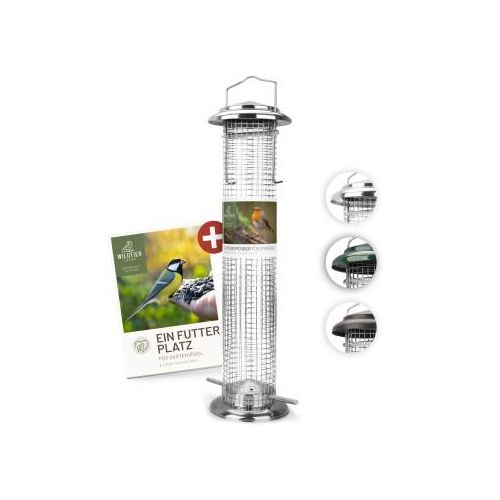 wildtier liebe Futterspender für Erdnüsse 38cm, Silber