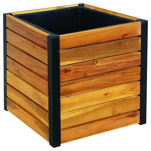 Holz Pflanzkübel, Pflanzkübel, Blumenkasten, Blumenkübel 33,5 x 33,5 x 32 cm FSC braun