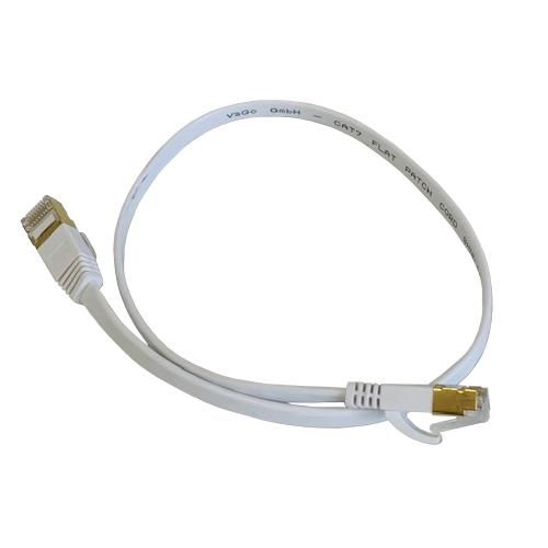 CAT7 Patchkabel Netzwerkkabel weiß 0,5m flach