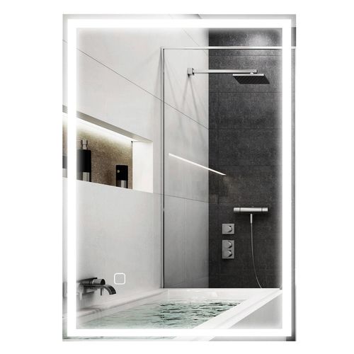 HOMCOM Badspiegel, Badezimmerspiegel mit LED-Leuchte, 70 x 50 cm Wandspiegel