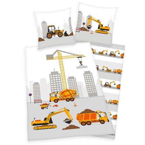Baustelle Bettwäsche Größe 80x80 + 135x200 cm