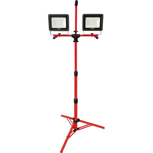 LED 100W (2x50W) Arbeitsleuchte, Baustrahler auf Teleskopstativ, abnehmbar, 5m Gummikabel